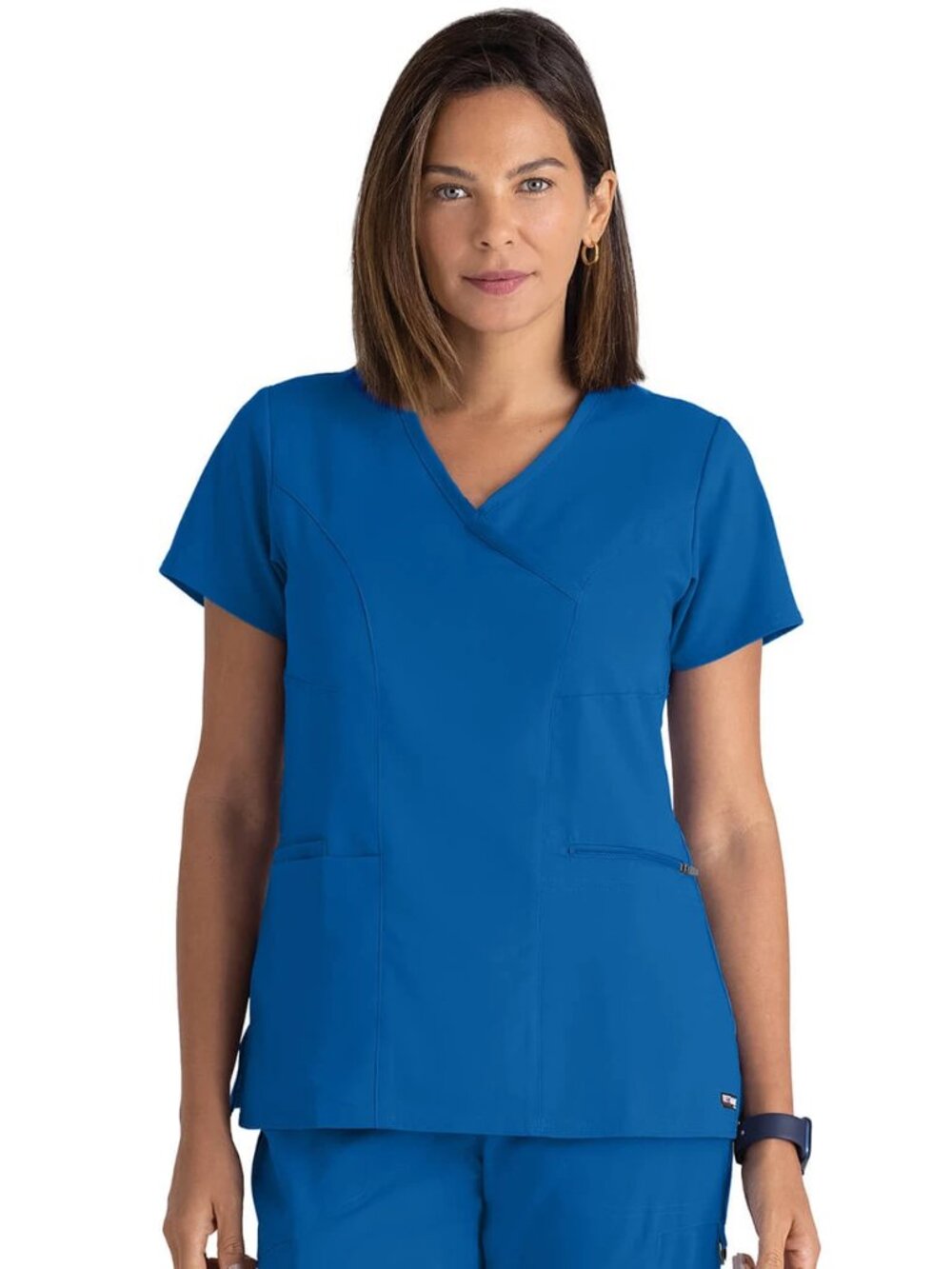 Grey’s Anatomy Spandex Stretch Kim V Neck Scrub Top in Royal Blue - sz L